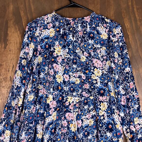 LOFT Womens Dress Multicolor Desert Garden Tiered Pockets Long Sleeve Small - Picture 11 of 12